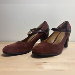 Maroon Suede Mary Jane Heels